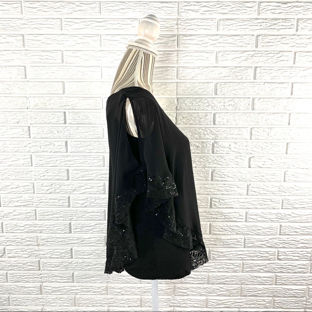 By & By Black Top Lace Trimmed Sheer Overlay - Picture 5 of 7